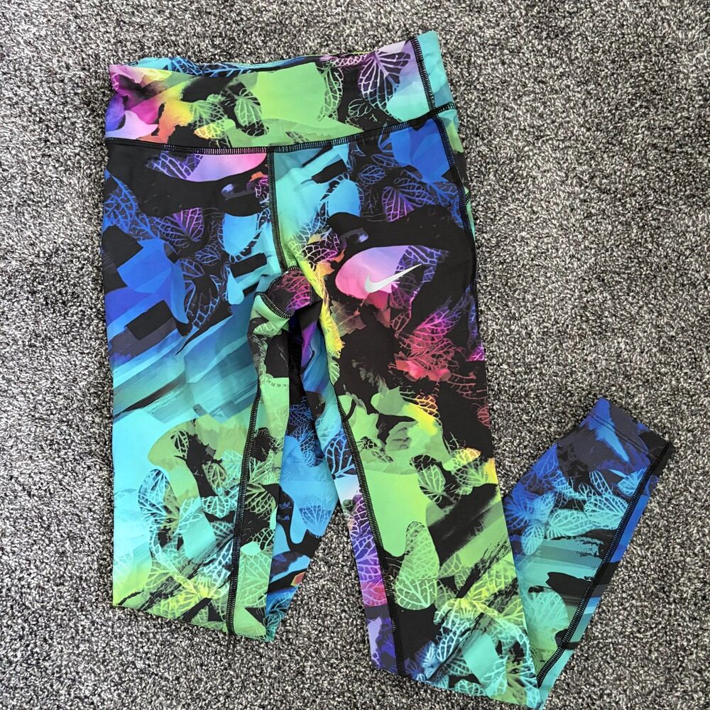 Nike Dri‑Fit Leggings XS Colorful Print Running Training Activewear Athleisure